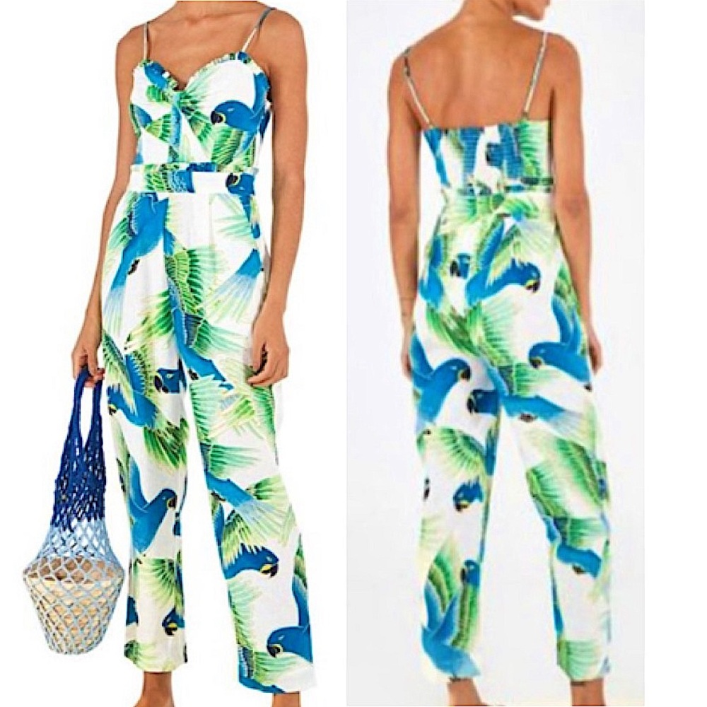 FARM RIO “Araras tropical bird” jumpsuit